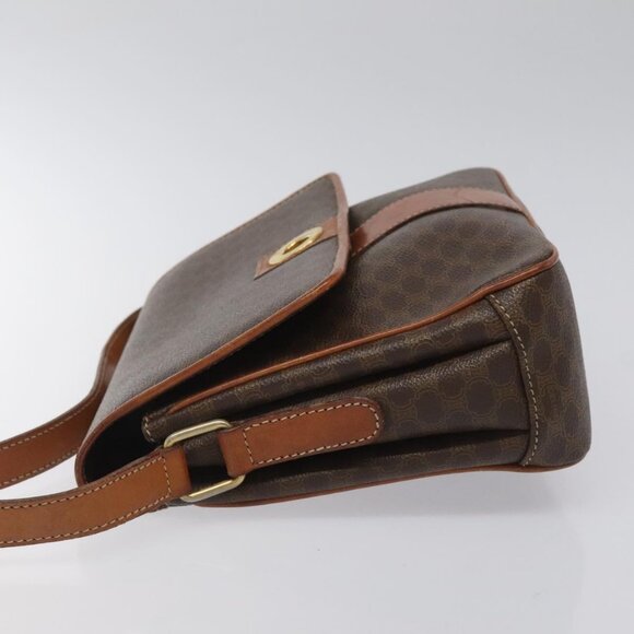 CELINE Macadam Canvas Shoulder Bag PVC Leather Brown Gold Auth BD960 - Picture 4 of 16